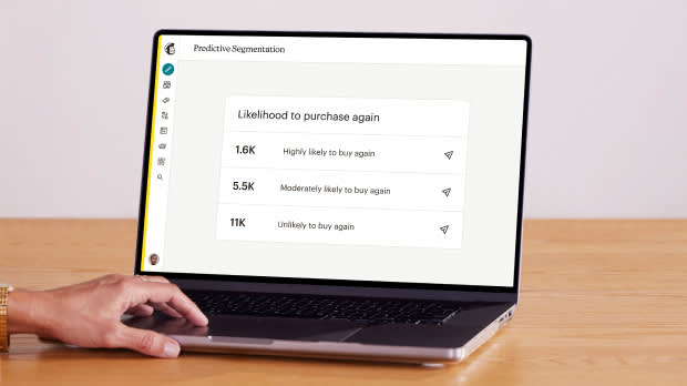 A laptop showing predictive segmentation and the likelihood to purchase again