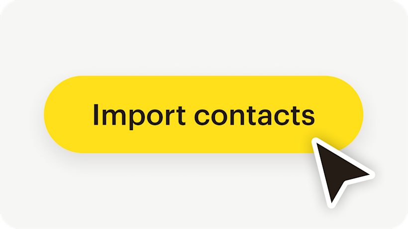 Image showing floating Abstract User Interface of a mouse cursor on top of a button, demonstrating how users can seamlessly import SMS-only customer profiles.